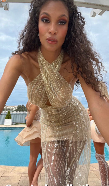 Wrapped in Glitter & Gold Gown - Hire - Amy Taylor Collection